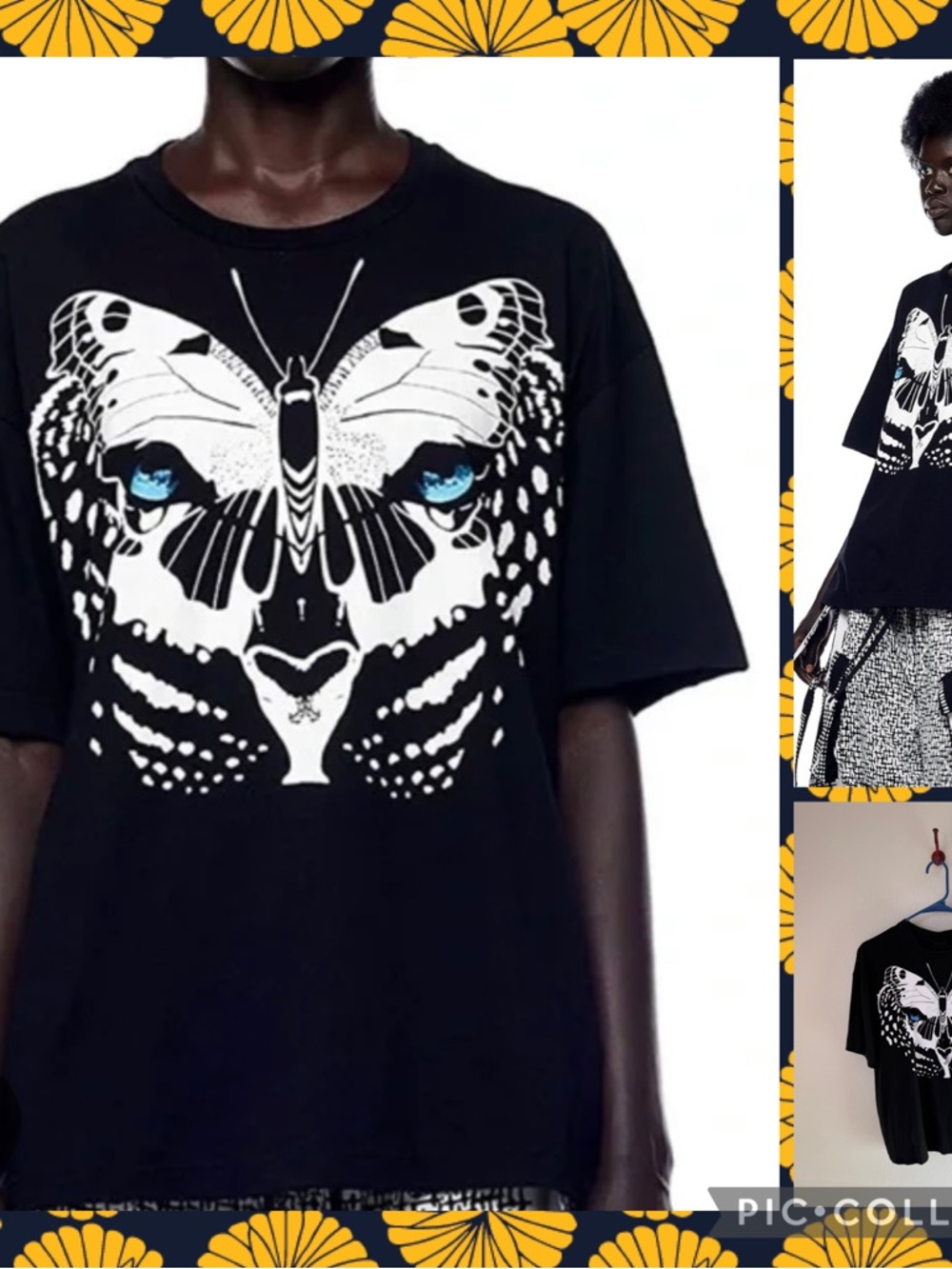 Jonny Cota Studios Black Tiger Butterfly Tee Shirt, size medium